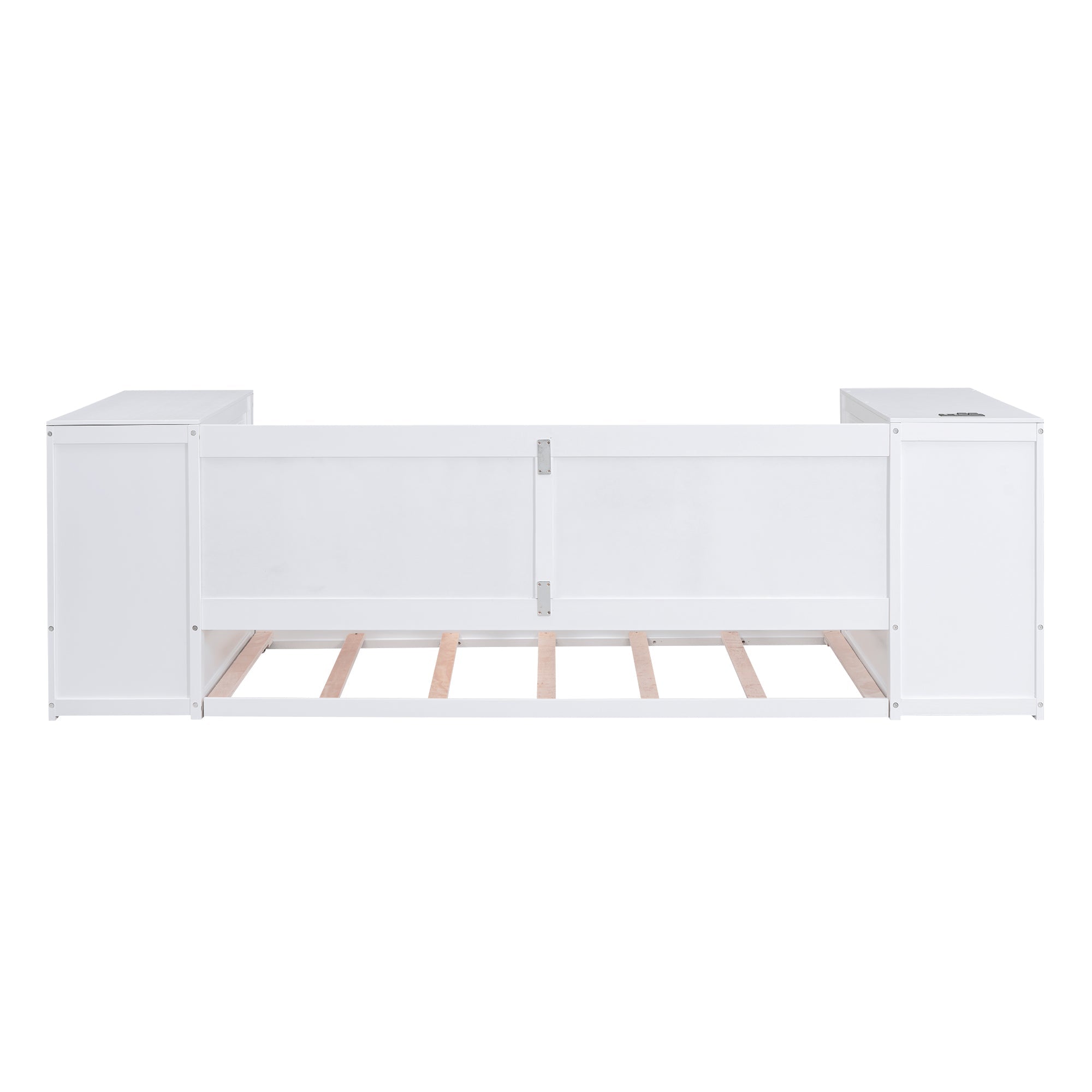 Twin Size Daybed with Storage Arms  Trundle and Charging Station White