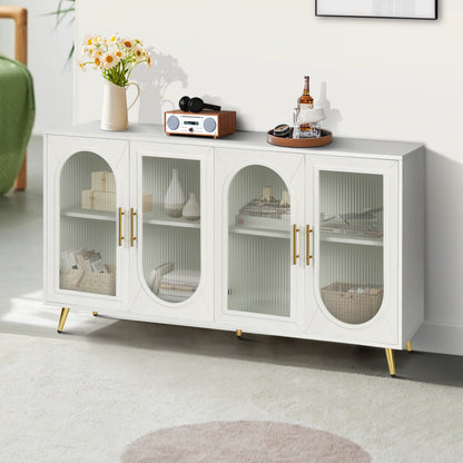 TV Stand for 65+ Inch TV, Wood TV Stand with Storage Cabinet &amp; Adjustable Shelves, Media TV Console for Living Room Bedroom