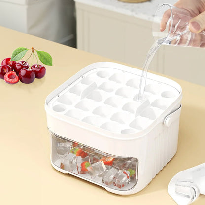 50-grid ice maker with new large capacity - household food-grade plastic double-layer ice storage barrel &amp; ice ball mold set