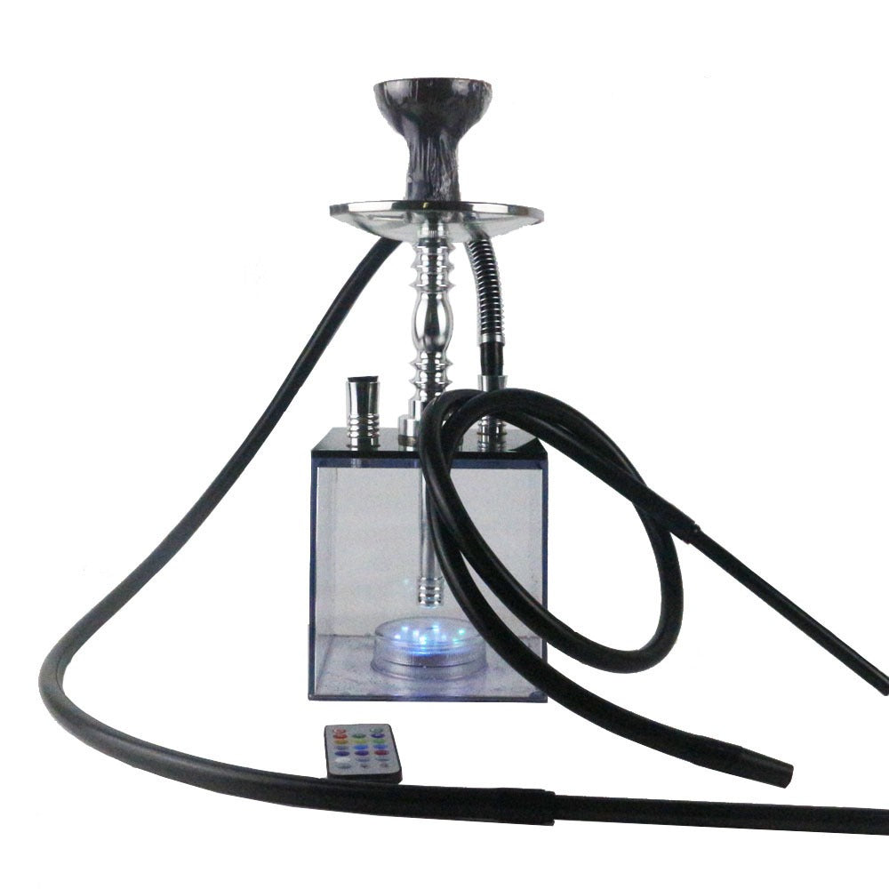 Acrylic hookah set with LED light square double tube hookah finished accessories