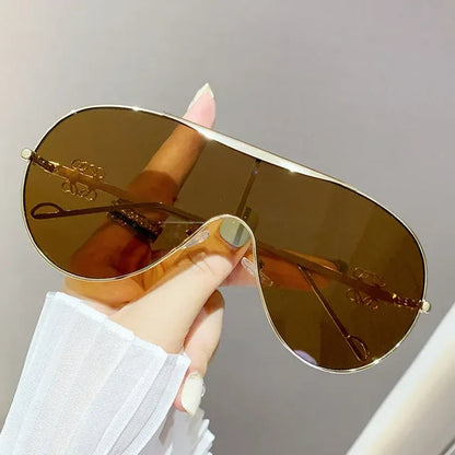Metal one-piece sunglasses, one-piece large-frame sports goggles, cycling windproof sunglasses, men&