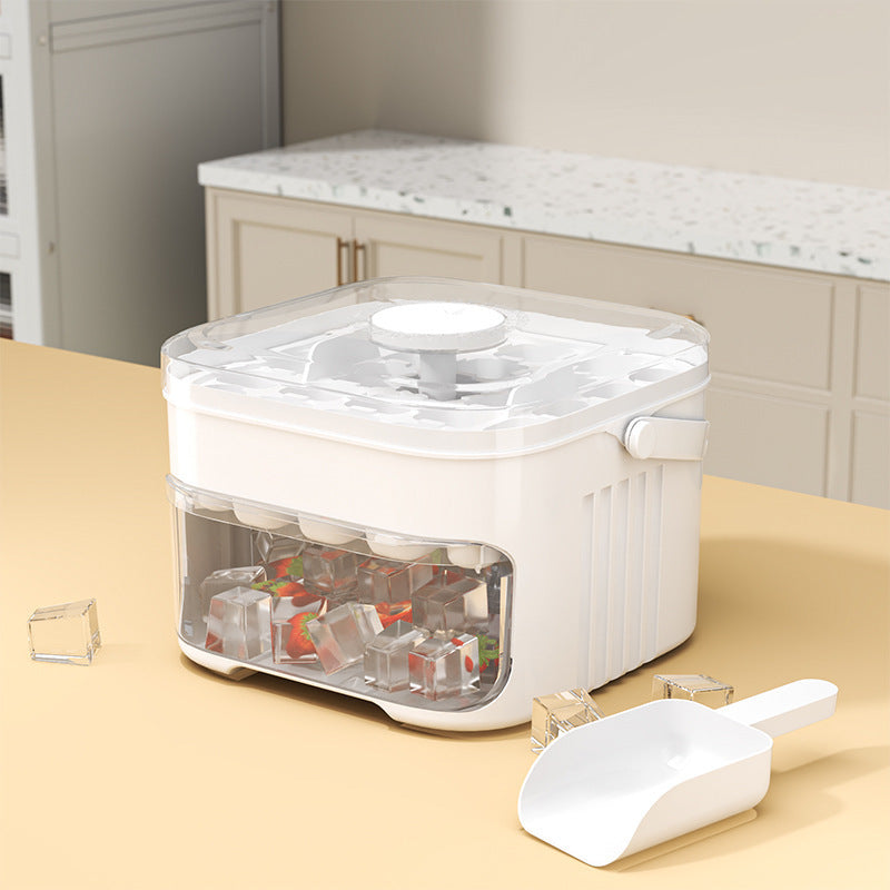 50-grid ice maker with new large capacity - household food-grade plastic double-layer ice storage barrel &amp; ice ball mold set