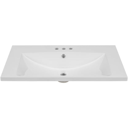 30" Single Bathroom Vanity Top with White Basin  3-Faucet Holes  Ceramic White