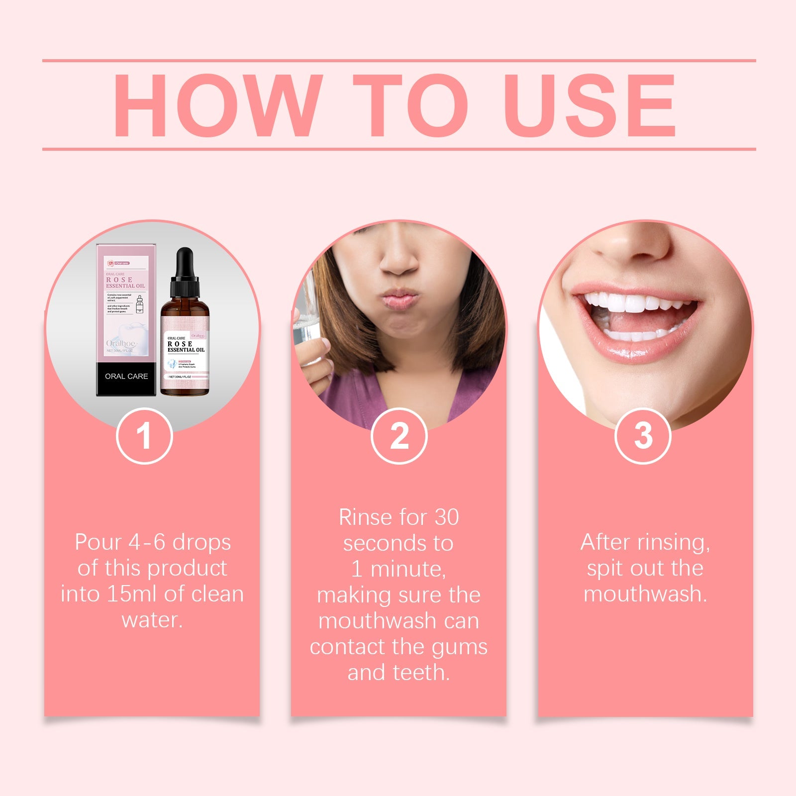Mouth Rose Mouthwash Oral Hygiene Care Clean Tooth Stains, Gingiva And Freshen Breath