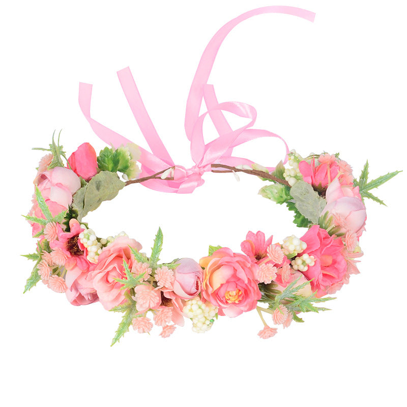 Bridal Fairy Flower Wreath Fabric Flower Starry Sky Headwear Children&