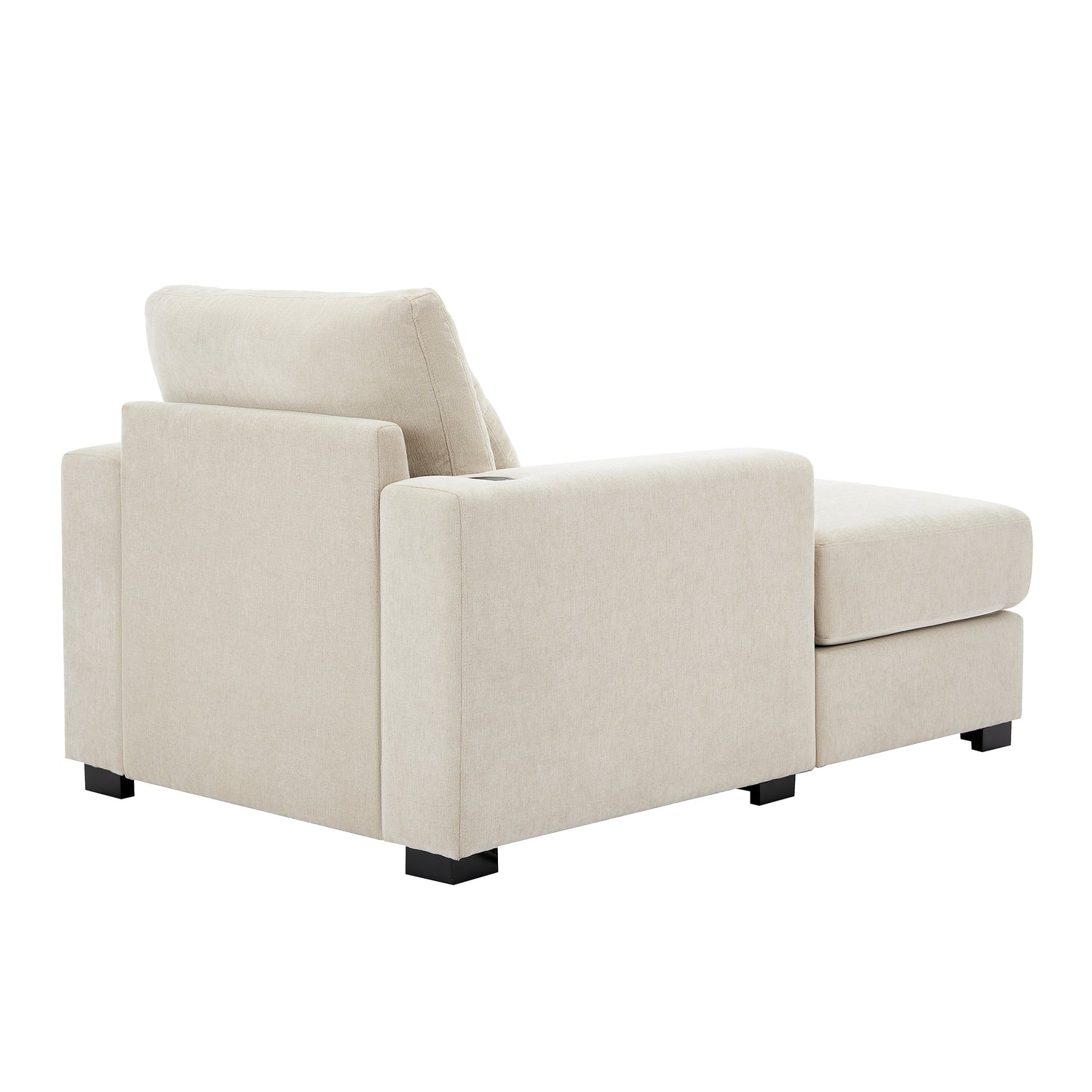39.7" Oversized Chaise Lounger Modern Style Sofa Couch ,with Pillows, Charge Station &amp; Cup Holders, Chenille Fabric, Cream