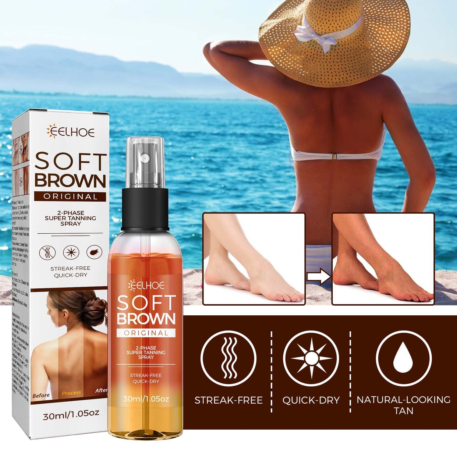 Helps Tan Spray, Helps Black Refreshing Natural Bronzer Wheat Color Helps Tan Spray