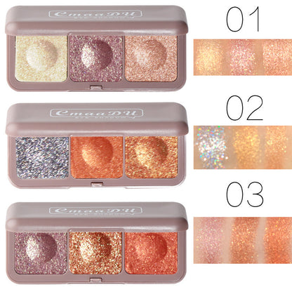 CmaaDu Three Color Mashed Potato Eye Shadow Fairy Plate Earth Color Moonlight Eye Shadow Color
