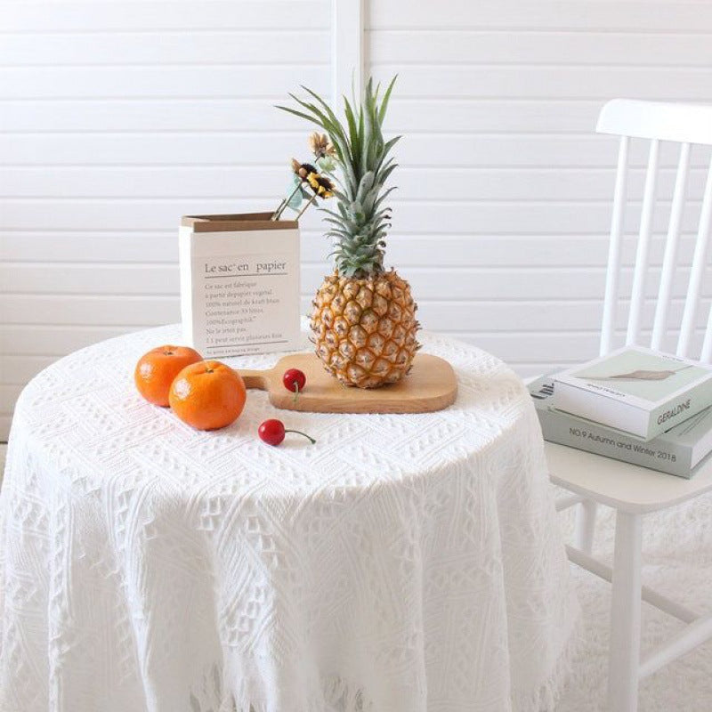 Lace White Tablecloth Ins Style Coffee Table Cloth Art Photo French Retro Knitting