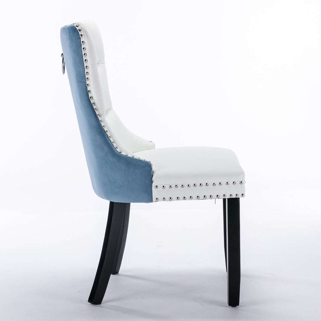 A&amp;A Furniture Nikki Collection Modern High-end Tufted Solid Wood Contemporary PU 2-Pcs Set White+Light Blue