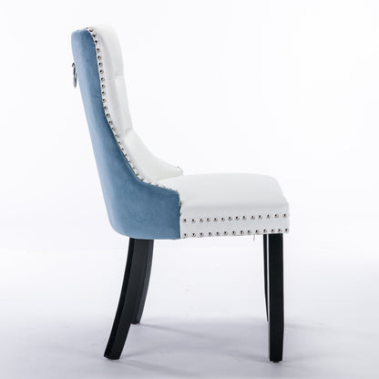 A&amp;A Furniture Nikki Collection Modern High-end Tufted Solid Wood Contemporary PU 2-Pcs Set White+Light Blue
