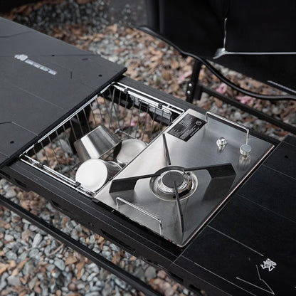 IGT Stainless Steel Folding Basket: Drain &amp; Wash, Ideal Camping Table Accessory.