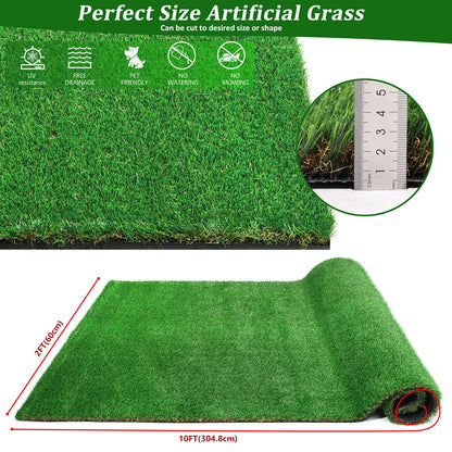 2FTX10FT Outdoor Artificial Grass Runway Blanket, Thick and Realistic Fake Grass Roll Decoration 1.38 "Pile Height