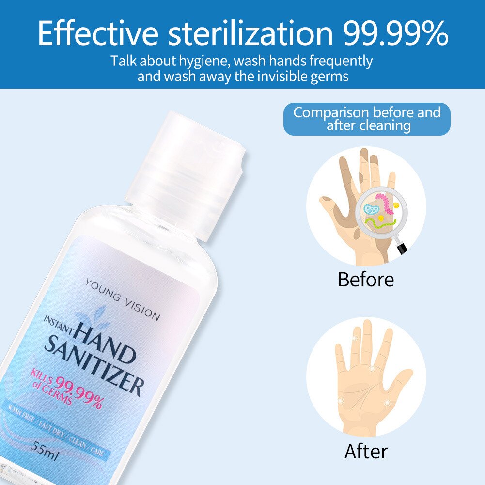 55ml Anti Virus Alcohol Hand Sanitizer Anti Bacteria Moisturizing Aloe Vera Hand Wash Disinfectant Gel Disposable Soap Skin Care