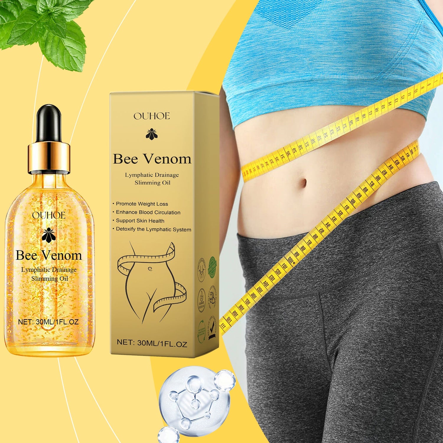 Ouhoe Beesvenom Lymphoid Slimming Oil Massage Firming Body Toning Slimming Body Show Body Shape
