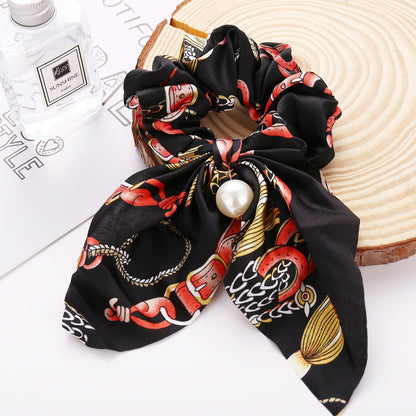 New Pearl Pendant Large Intestine Ring Hair Loop Women&