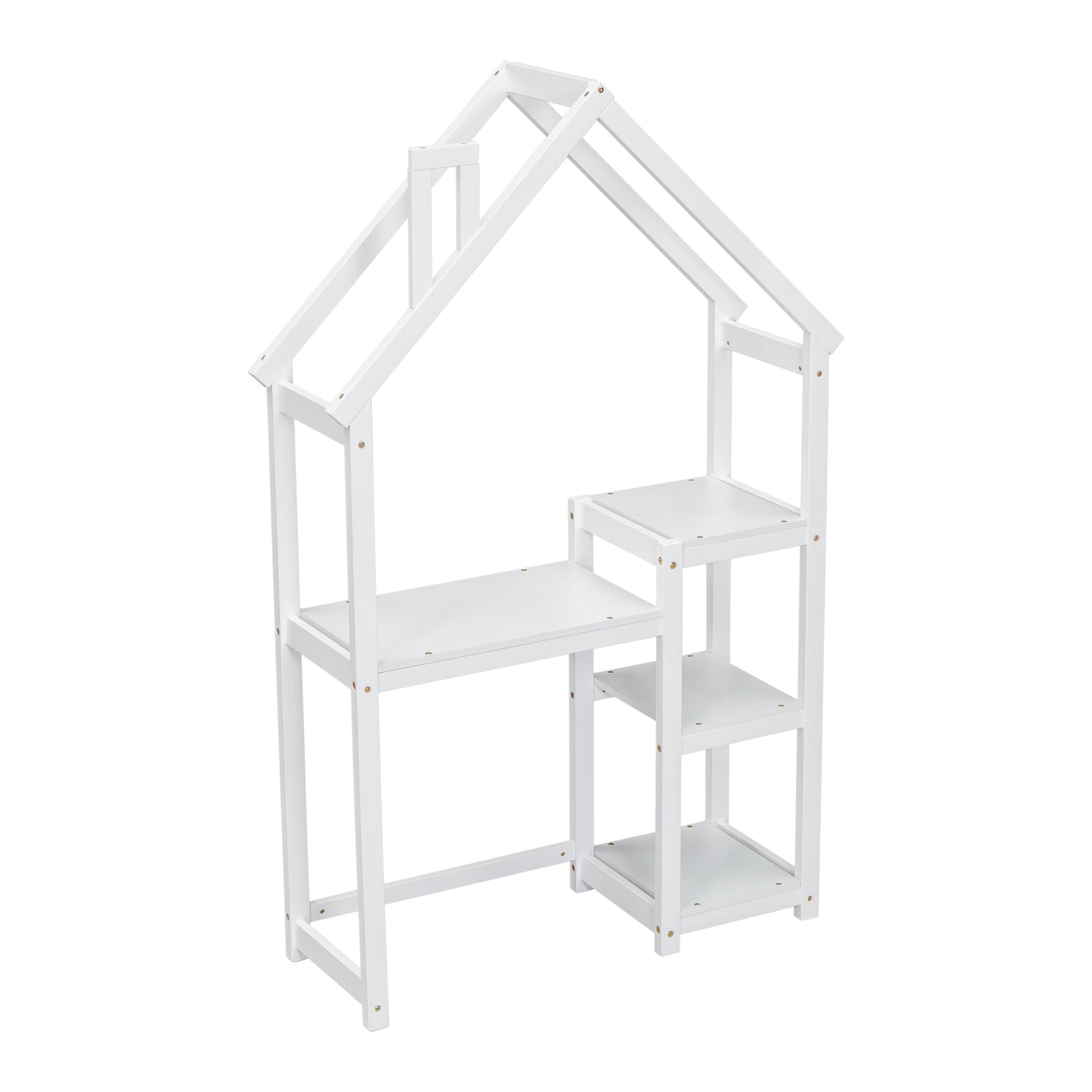House-shaped Wooden writing Desk,Kids study Table,Bookshelf &amp; Toy Storage,White