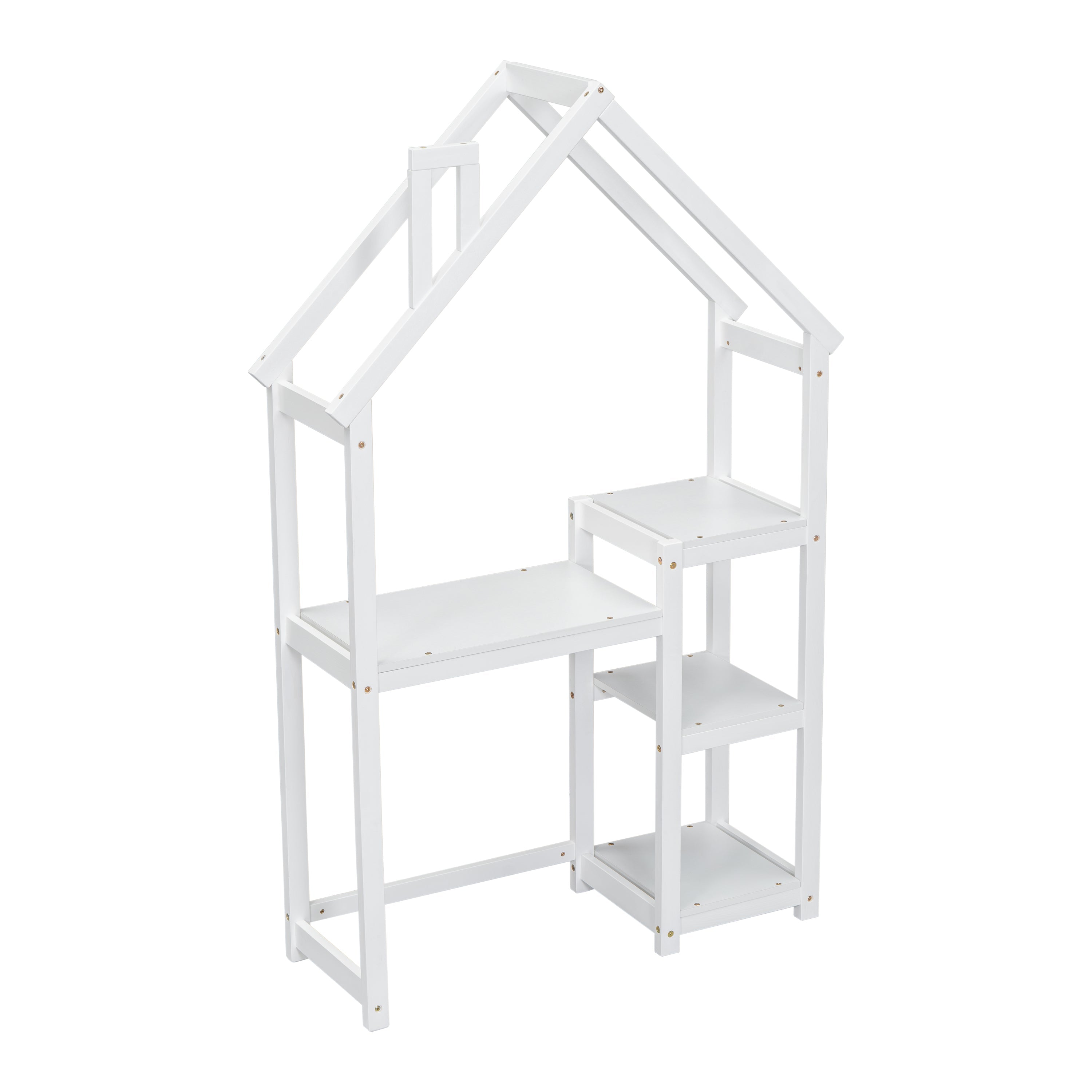 House-shaped Wooden writing Desk,Kids study Table,Bookshelf &amp; Toy Storage,White