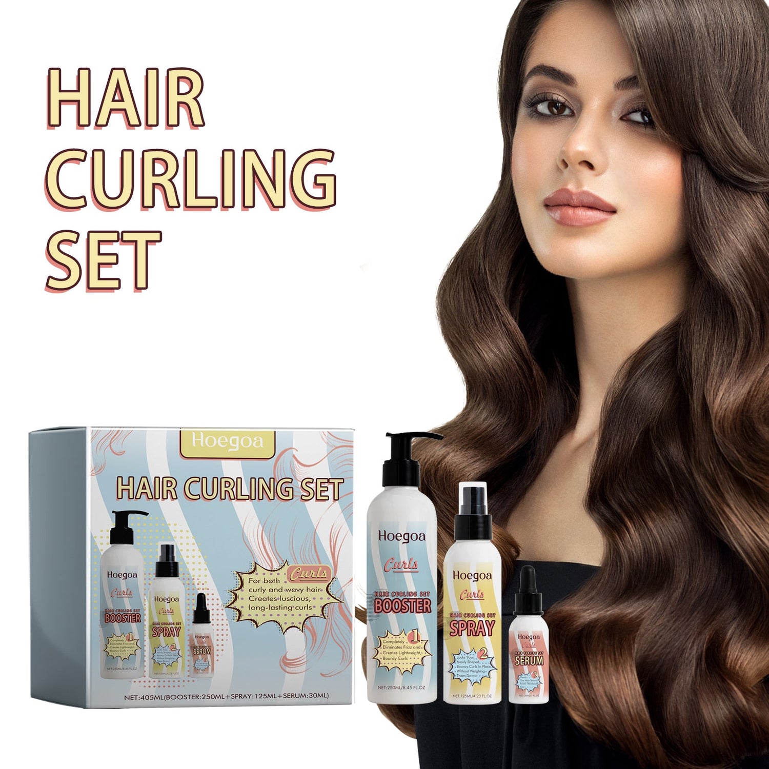 Hair Curling Set, Moisturizing Curly Hair Styling Curly Styling Moisturizing Leave-In Hair Care