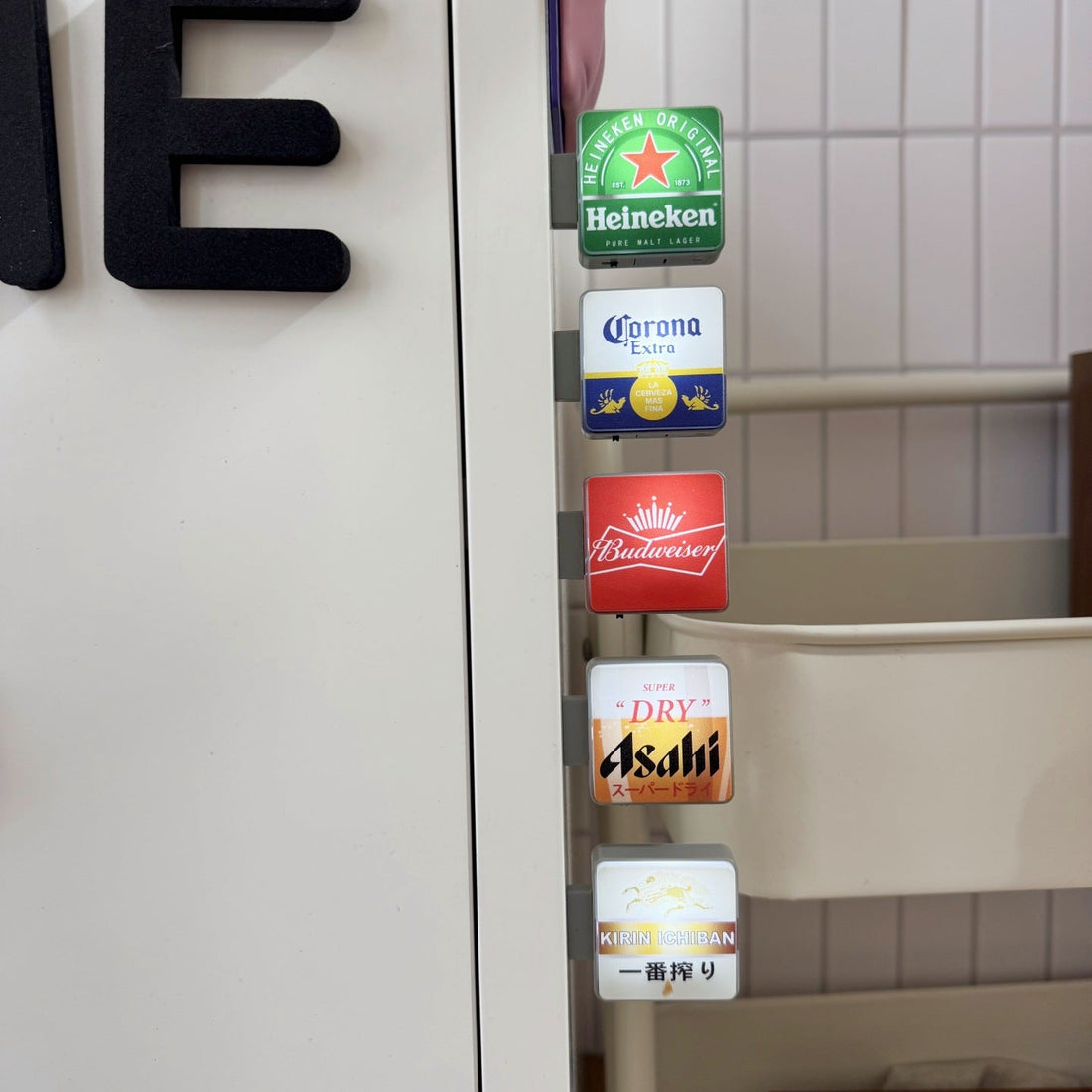 Creative Beer Series Magnetic Attraction Light Sign Fridge Magnet Perforated Board Entrance Door Luminescent Magnetic Decoration Magnetic Sticker