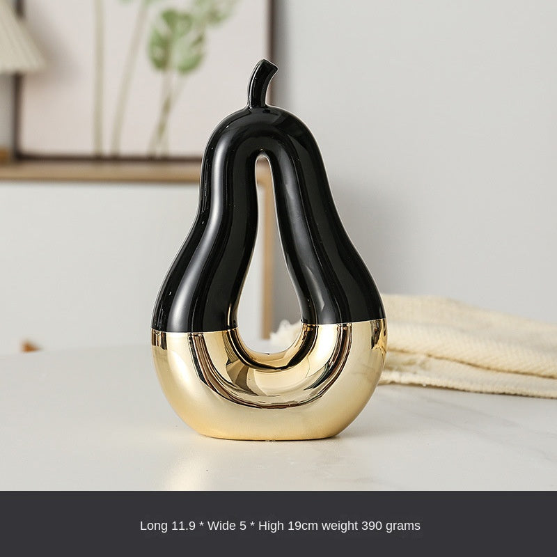 Modern Minimalist Gilded Apple Pear Creative Wine Cabinet Decorative Piece Luxury Home Living Room Entrance Ceramic Craft