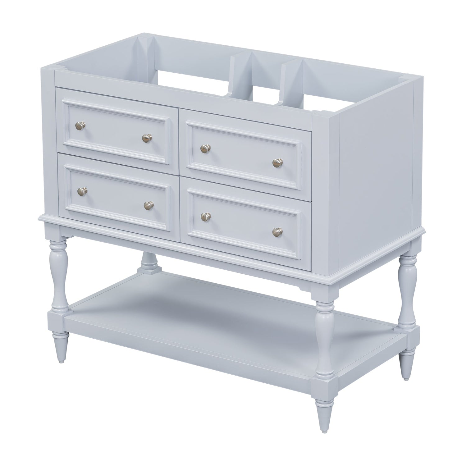 36" Bathroom Vanity Cabinet without Sink Standing Vanity Set with 4 Drawers&amp; Soft Closing Doors Blue (NOT INCLUDE BASIN SINK)