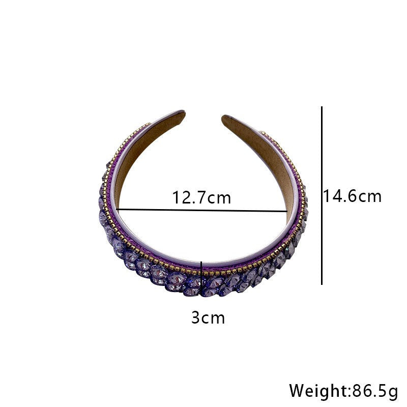 Double row geometric circular purple rhinestone women&
