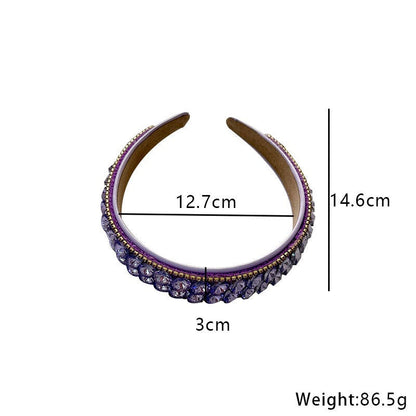 Double row geometric circular purple rhinestone women&