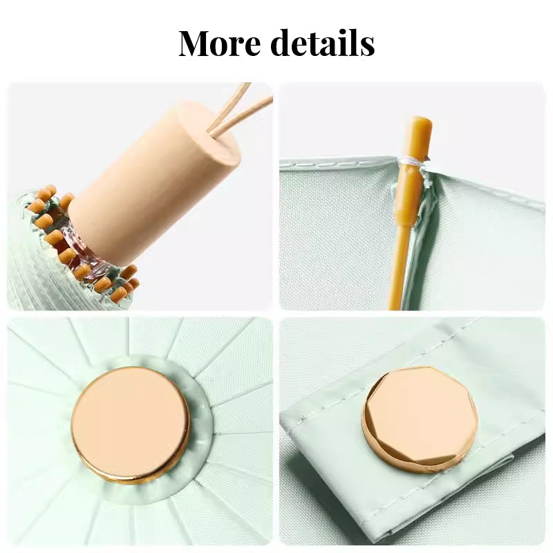 16-rib color rubber &amp; gold aluminum alloy frame: new Chinese retro folding umbrella with sun protection and UV resistance.