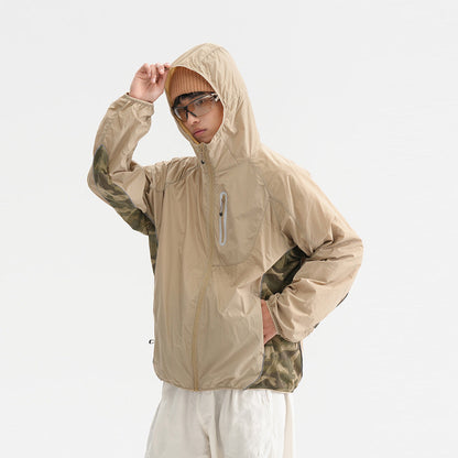 Camouflage Spliced Thin Hooded Sun Protection Clothing Men&