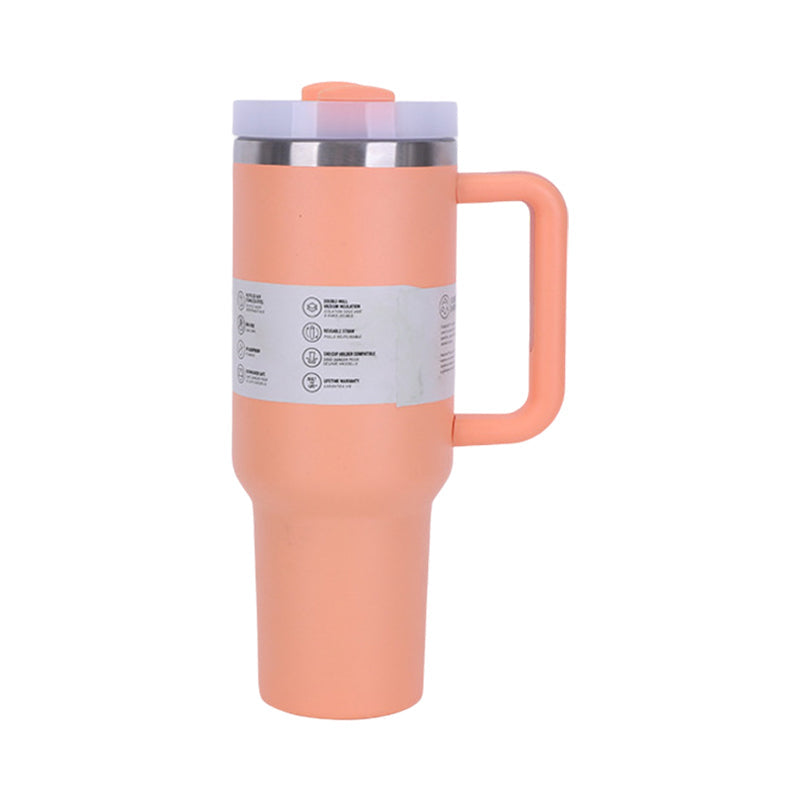 40 oz Insulated Tumbler with Straw, Handle &amp; Lid – Stainless Steel, Hot &amp; Cold Drinks, Fits Car Cup Holders