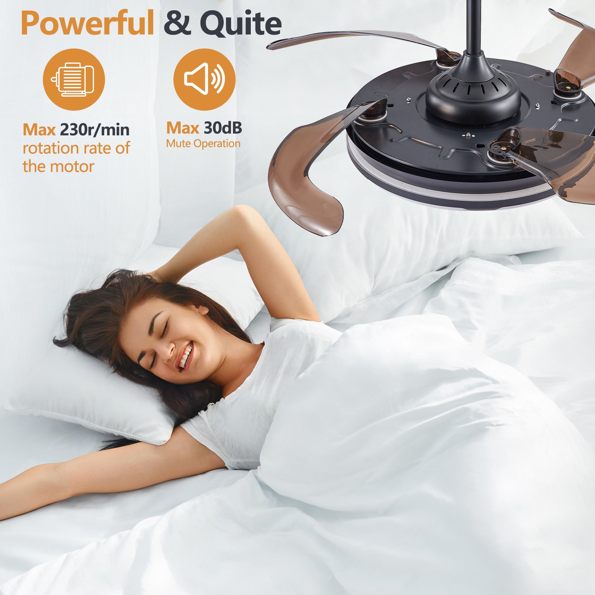 Retractable Invisible Ceiling Fan Light