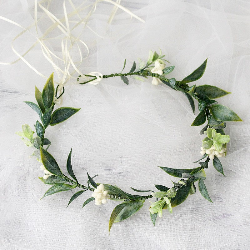 Minimalist Forest Flower Wreath Headflower Pregnant Women Spring Forest Shooting Green Plants Fresh Headwear Children&
