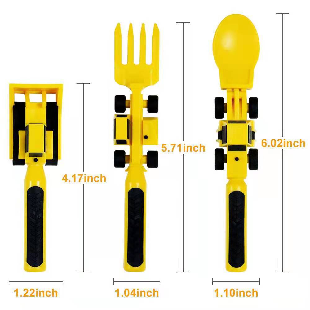 Dinneractive car bulldozer excavator fork shovel dining plate children&