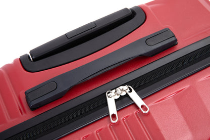 3 Piece Luggage Sets PC+ABS Lightweight Suitcase with Two Hooks Spinner Wheels (20/24/28) Red