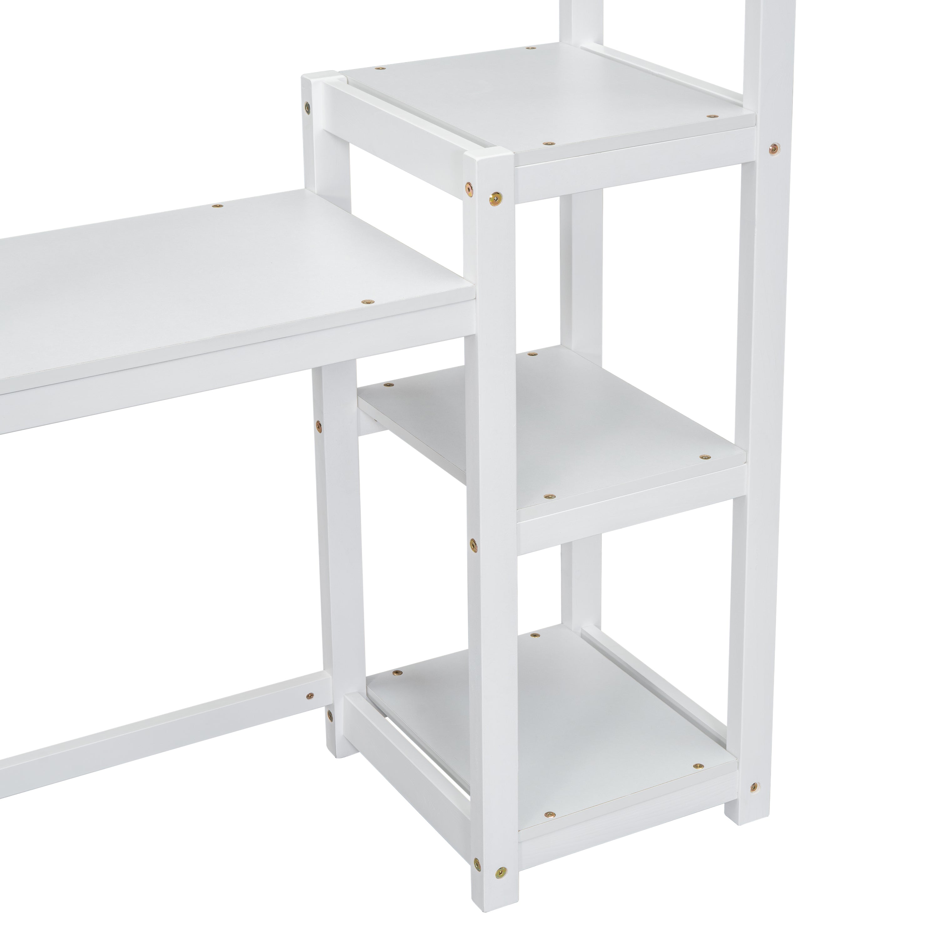 House-shaped Wooden writing Desk,Kids study Table,Bookshelf &amp; Toy Storage,White