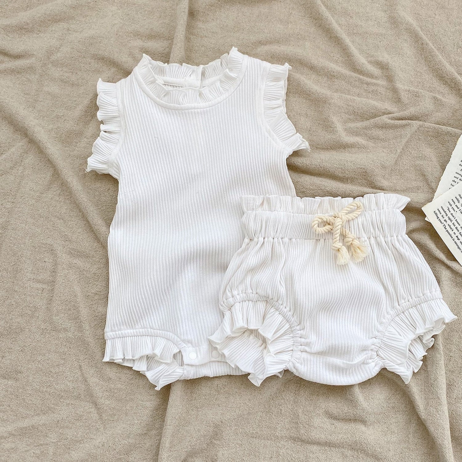 Baby Pit Thread Crawling Clothes Spring/Summer Wooden Ear Edge Girls&