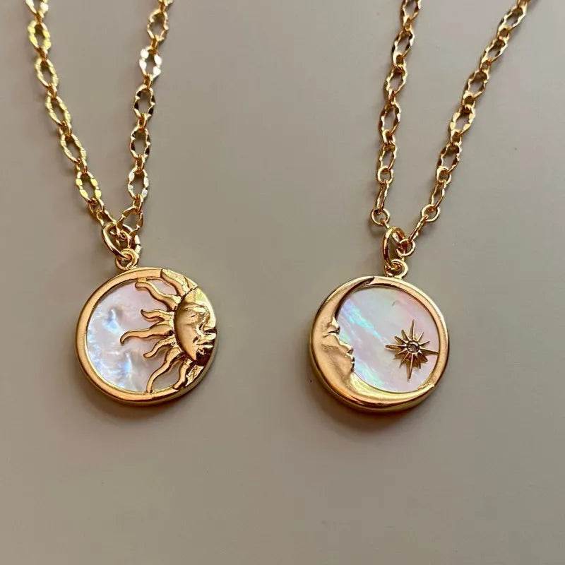 Titanium Steel Sun &amp; Moon Necklace