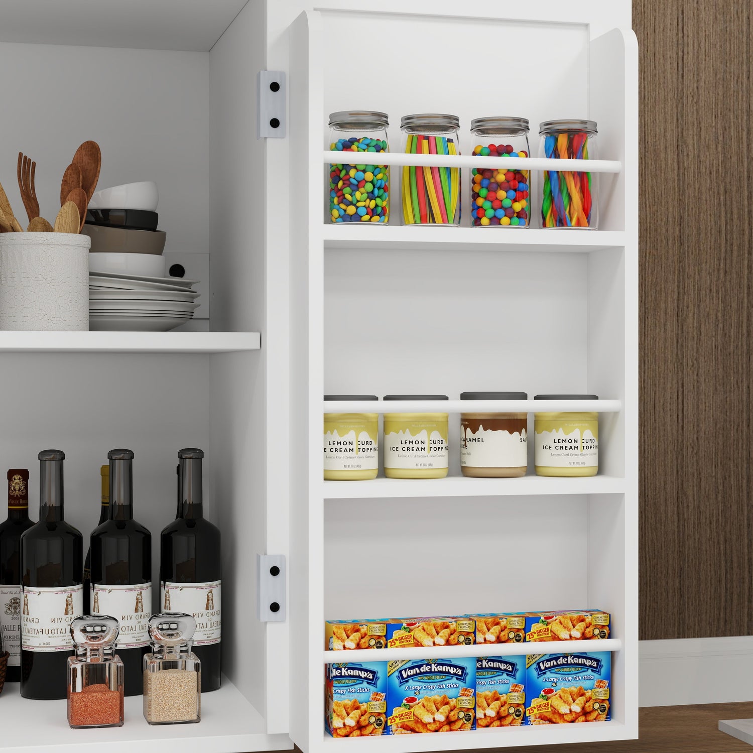 Kitchen island rolling trolley cart with 1 drawer &amp; 2 doors with storage racks &amp; Adjustable Shelves &amp; towel rack