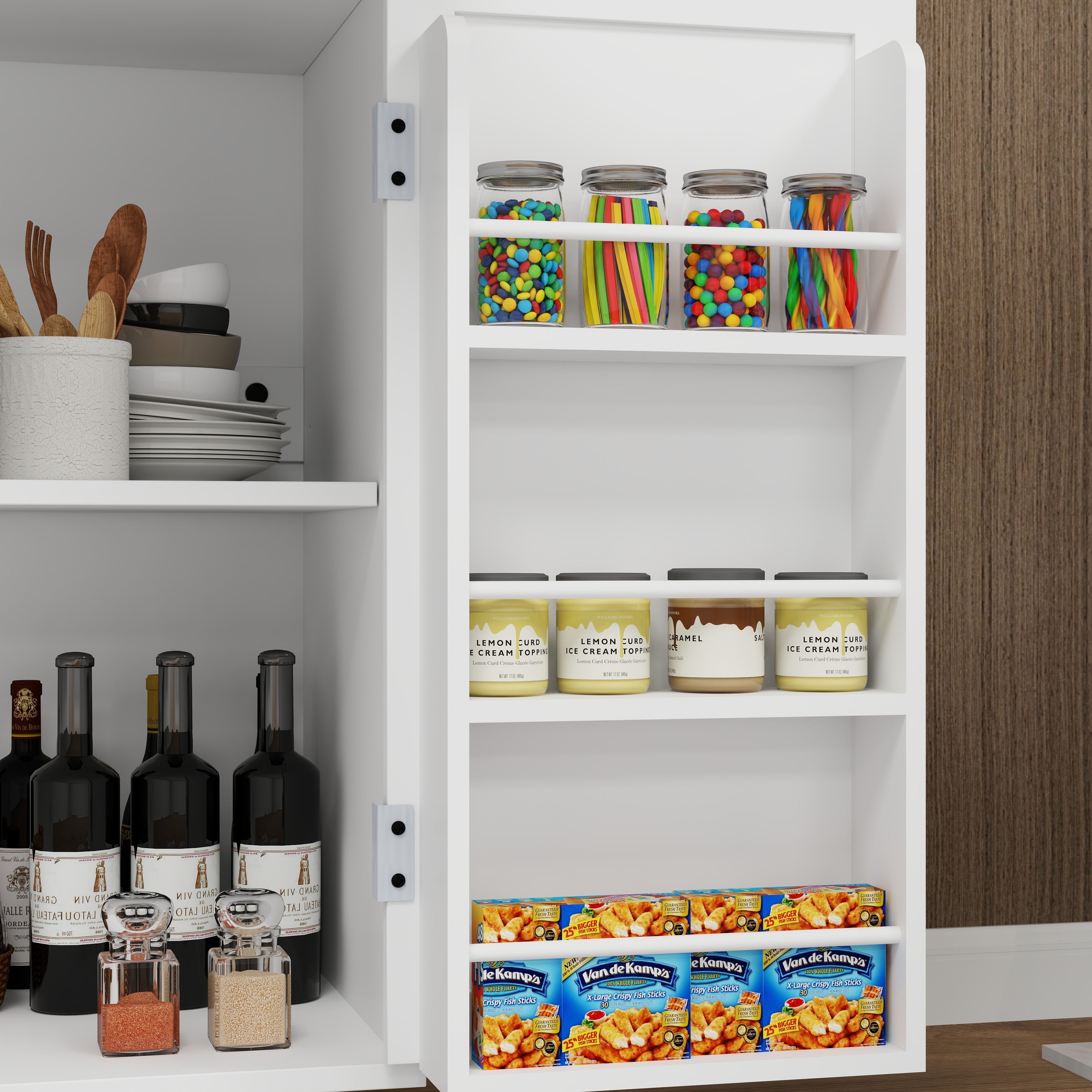 Kitchen island rolling trolley cart with 1 drawer &amp; 2 doors with storage racks &amp; Adjustable Shelves &amp; towel rack
