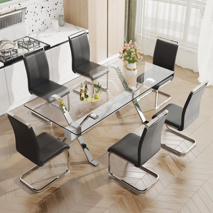 Dining table Modern tempered glass dining table 79 &