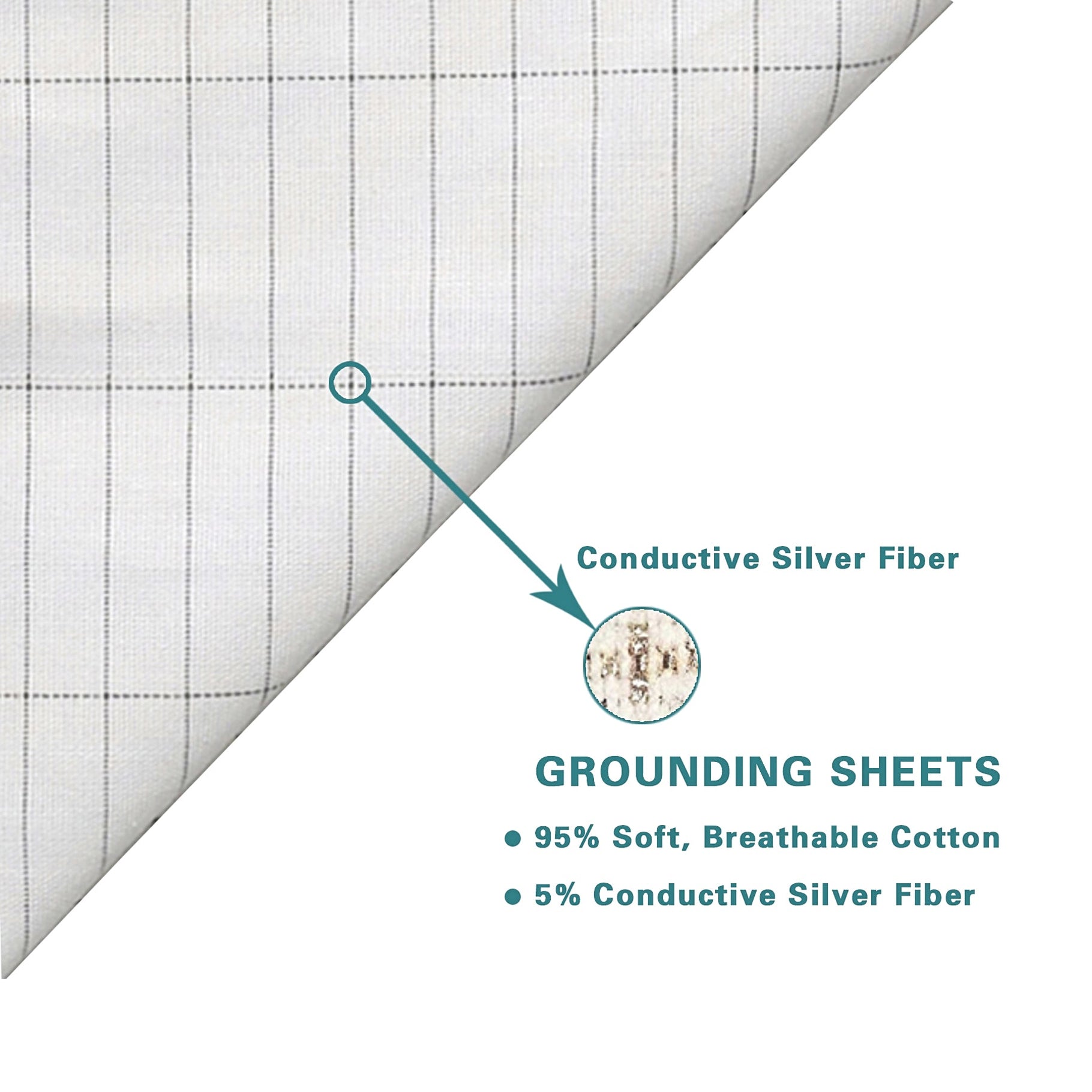 Earthing Ground Pillow Case For Health &amp; EMF Protection Improves Sleep Conductive Silver Fiber Cotton Pillowcase