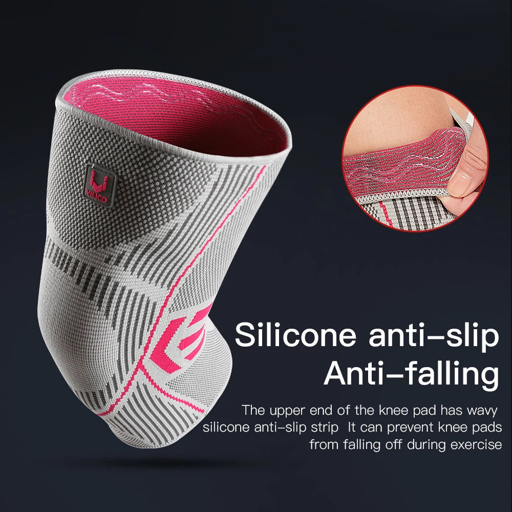 Outdoor sports cycling running basketball knee pads knitted high elasticity comfortable silicone anti damage protective gear