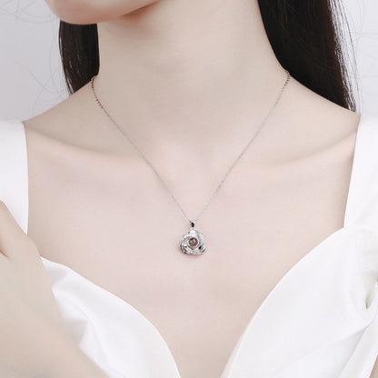 100 languages, I love you. Projection necklace, simple and fashionable, spiral pendant, collarbone chain