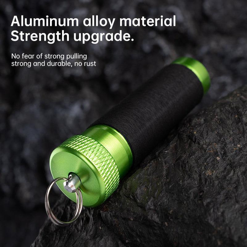 Aluminum alloy traction rod – anti-slip rubber, hook line for pulling/knotting, fishing tool with hand &amp; line protection.