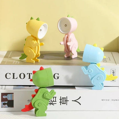Mini Dinosaur Night Light Battery Magnetic Folding Nights Lamp Bedroom Bedside Table Ornaments Children&