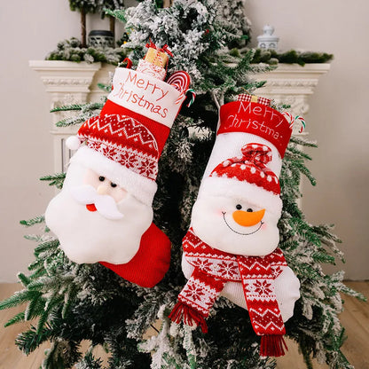 Christmas Decorative Socks 3D Elderly Elk Knitted Socks Children&