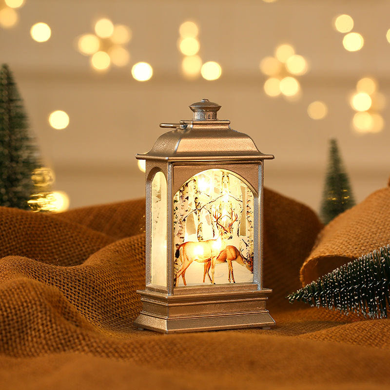 Christmas decorations, illuminated hand-held oil lamps, LED display window decorations, party decorations, children&