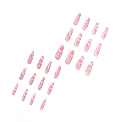 Rose Color Matching Line Press On Nail Fake Nail Patch Wearing Nail Finished Product