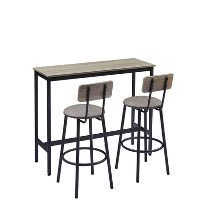 Bar Table Set with 2 Bar stools PU Soft seat with backrest Grey 43.31&